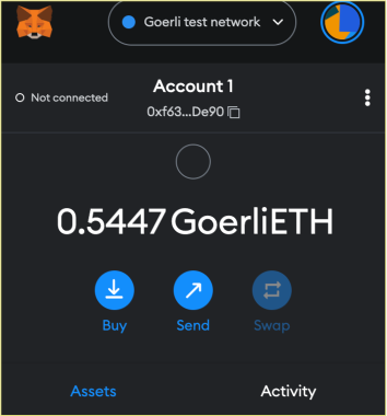 Screenshot of metamask wallet with Goerli ETH